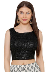 Art Silk Sequin Blouse In Black