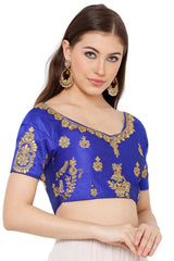 Art Silk Embroidered Blouse In Blue