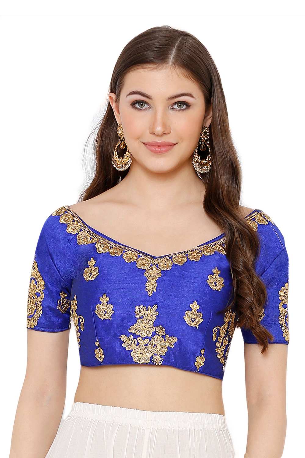 Art Silk Embroidered Blouse In Blue