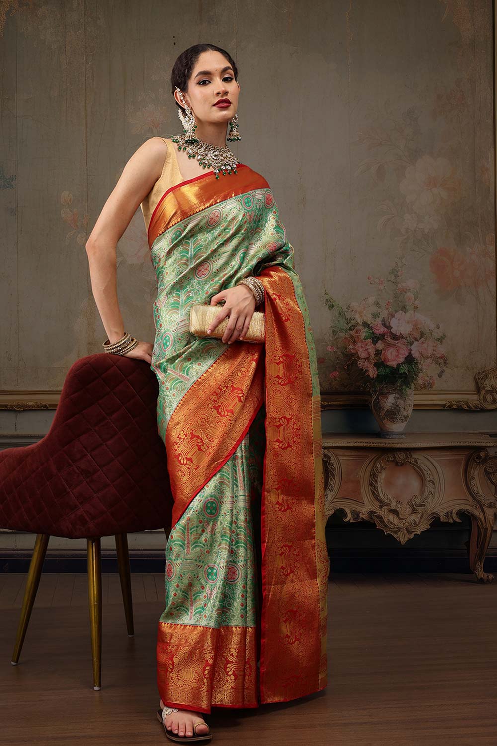 Green Pure Silk Woven Design Banarasi Saree