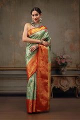 Green Pure Silk Woven Design Banarasi Saree