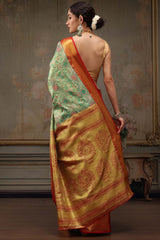 Green Pure Silk Woven Design Banarasi Saree