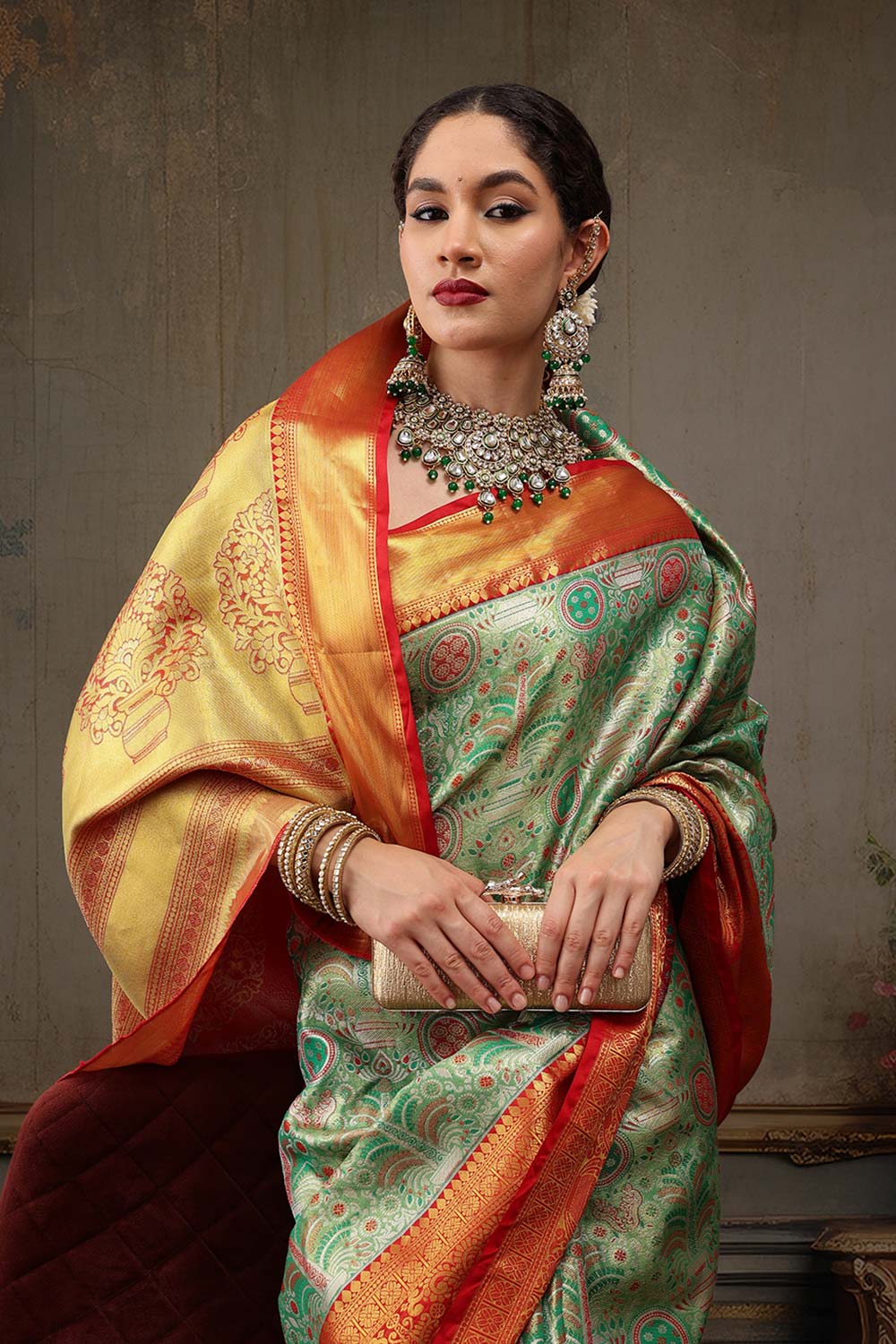 Green Pure Silk Woven Design Banarasi Saree