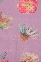 Purple Chiffon Digital Print Floral Saree