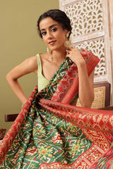 Green Soft Silk Digital Print Pochampally Saree