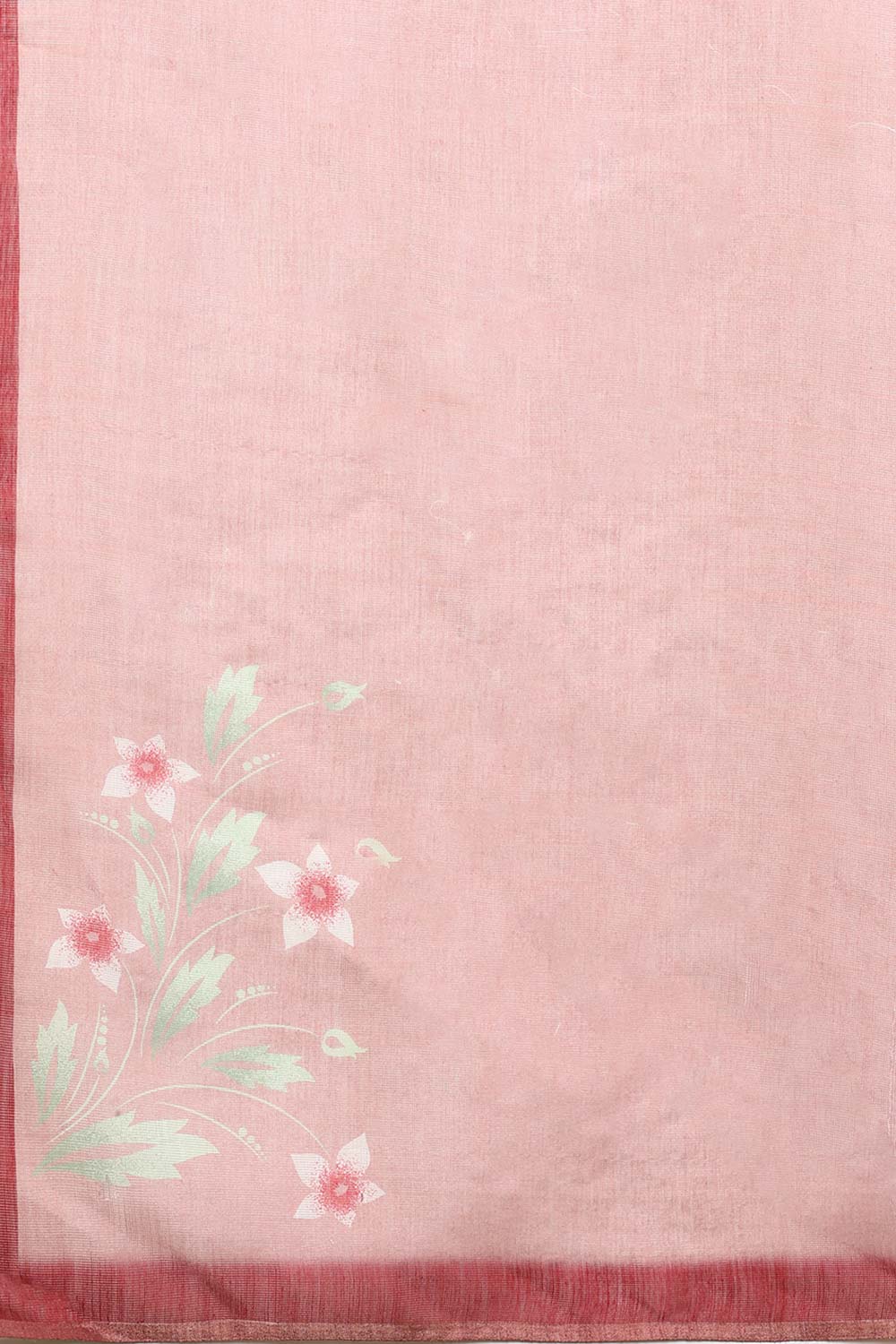 Red Cotton Zari Tissue Printed Saree