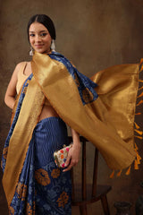 Blue Kanjeevaram Silk Floral Saree