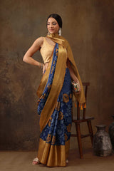 Blue Kanjeevaram Silk Floral Saree