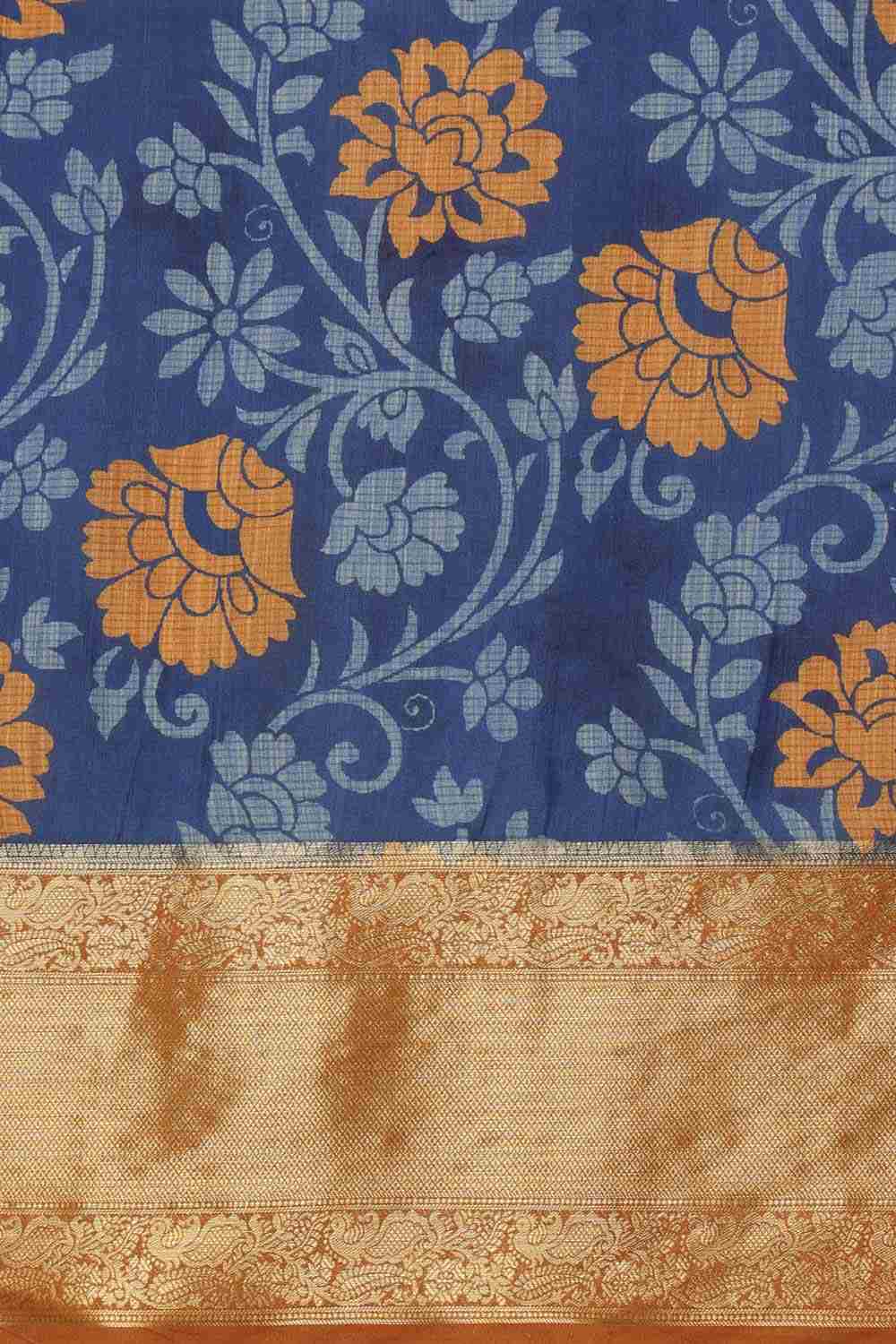 Blue Kanjeevaram Silk Floral Saree