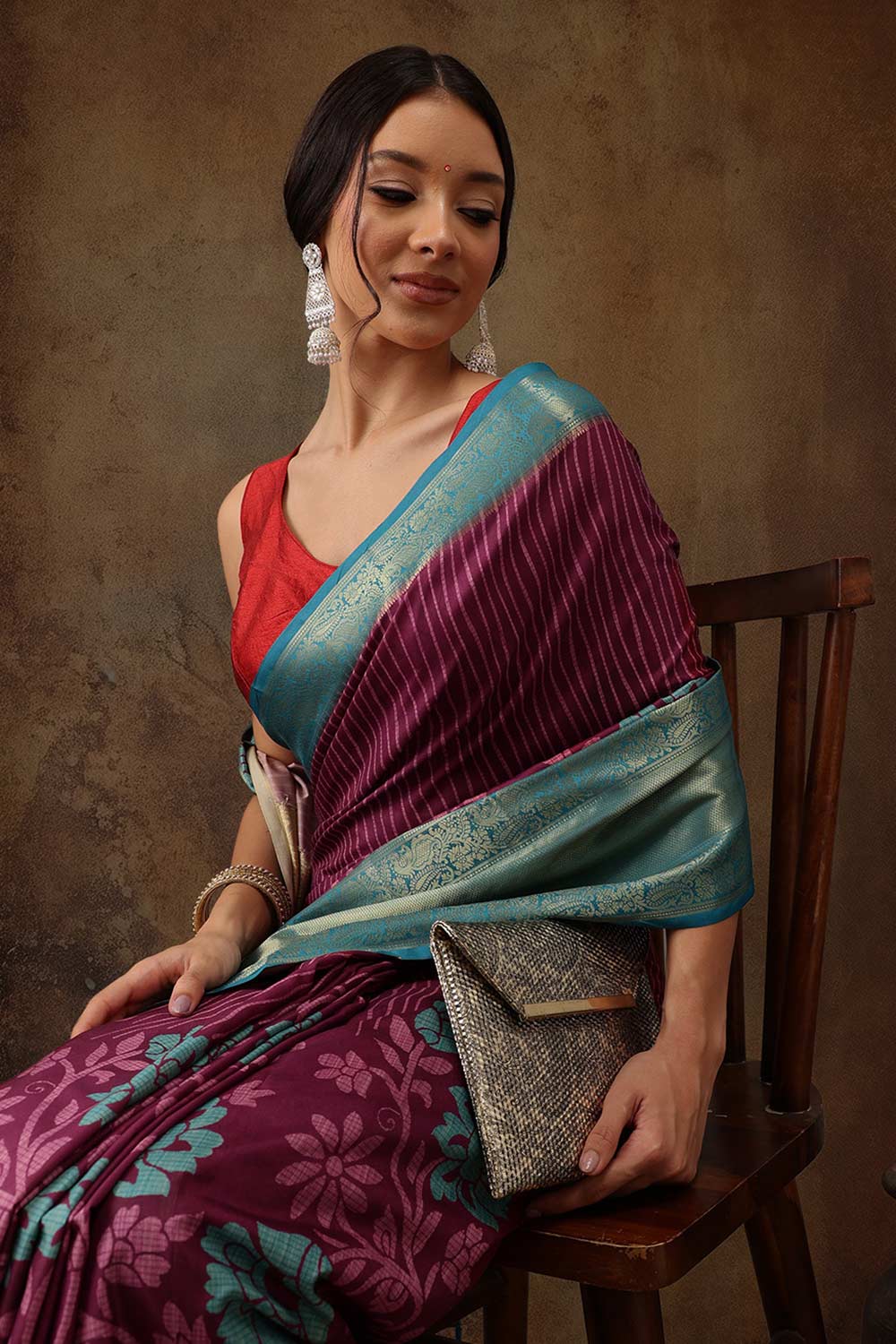 Pink Kanjeevaram Silk Floral Saree