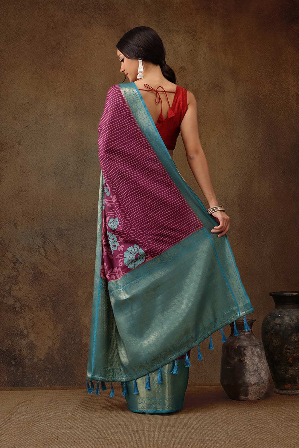 Pink Kanjeevaram Silk Floral Saree