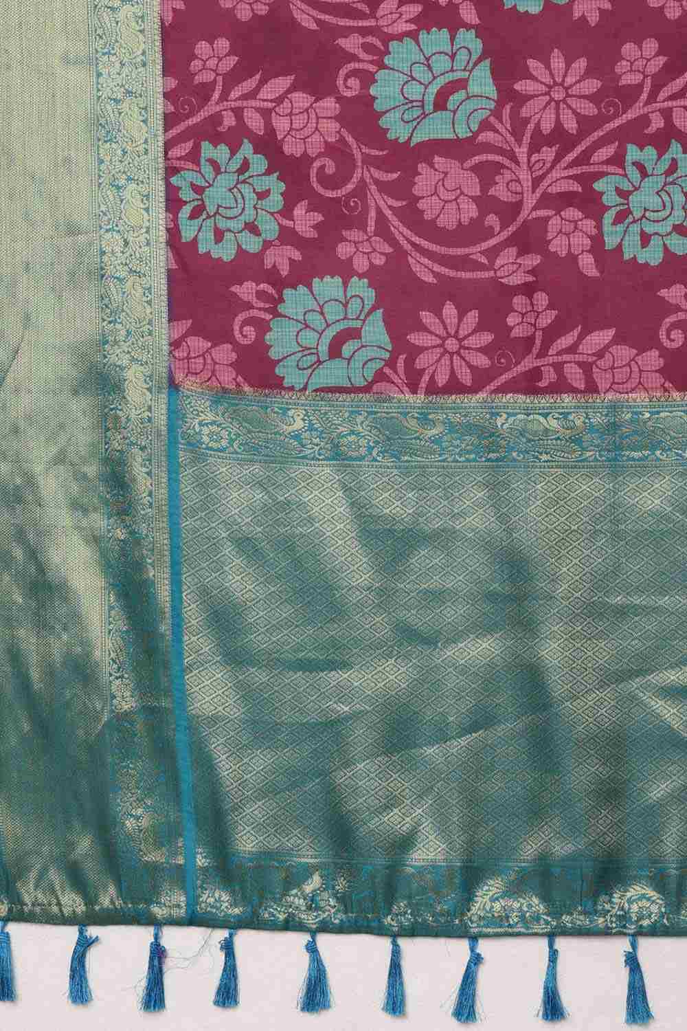 Pink Kanjeevaram Silk Floral Saree