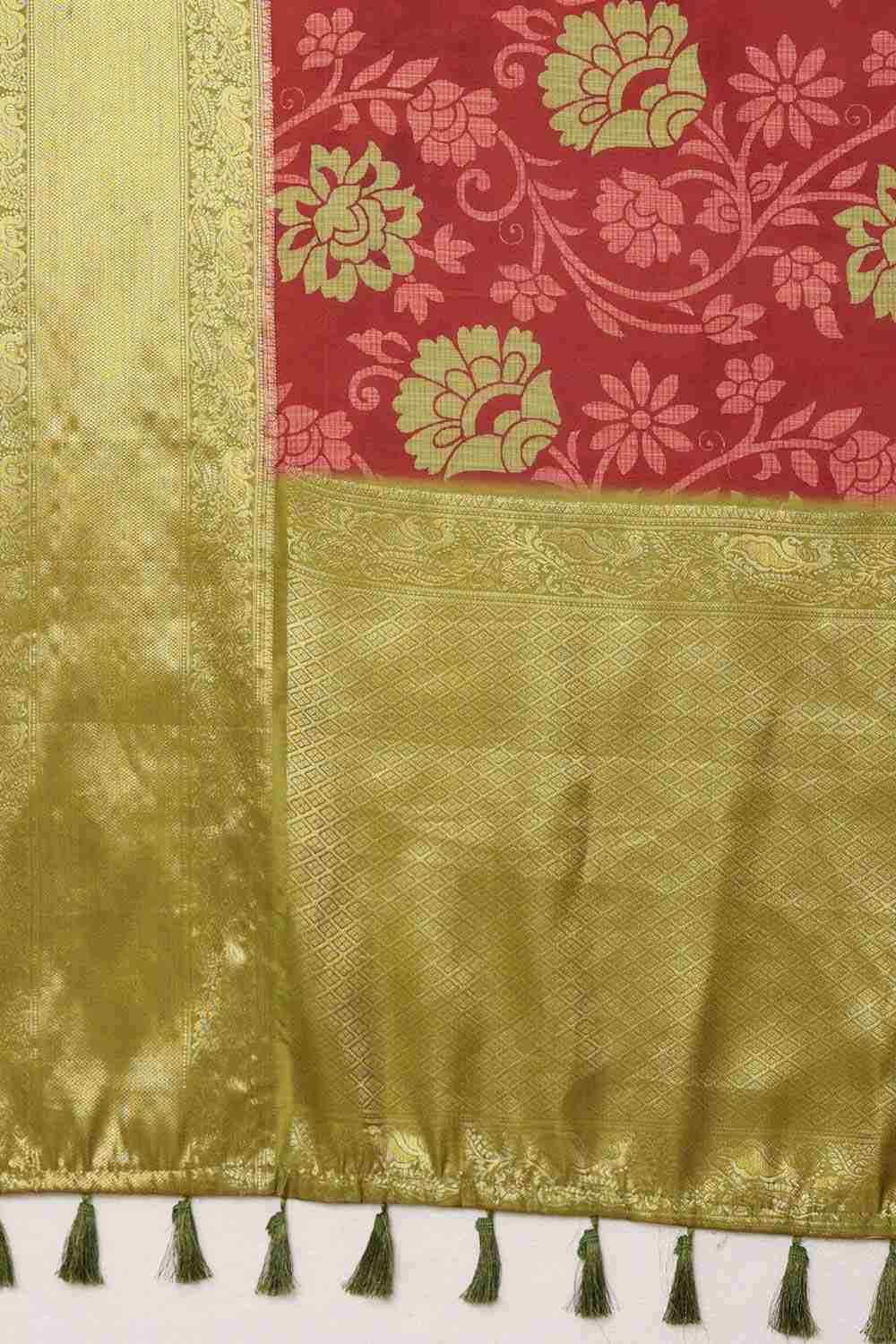 Red Kanjeevaram Silk Floral Saree