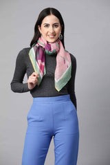 Women's Peach Cotton Blend Printed Scarves