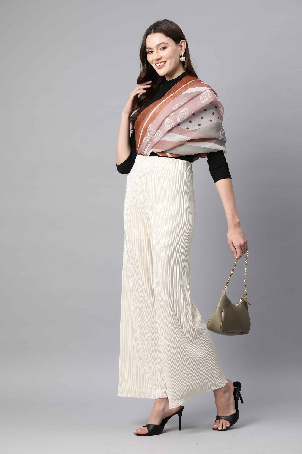 Women's Beige Printed Scarves