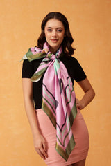 Pink Printed Silk Scarf