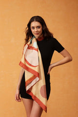 Beige Printed Silk Scarf