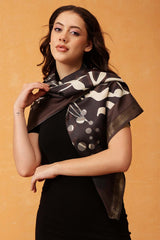 Brown Printed Silk Scarf