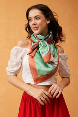 Green Printed Silk Scarf