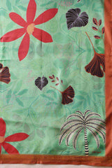 Green Printed Silk Scarf