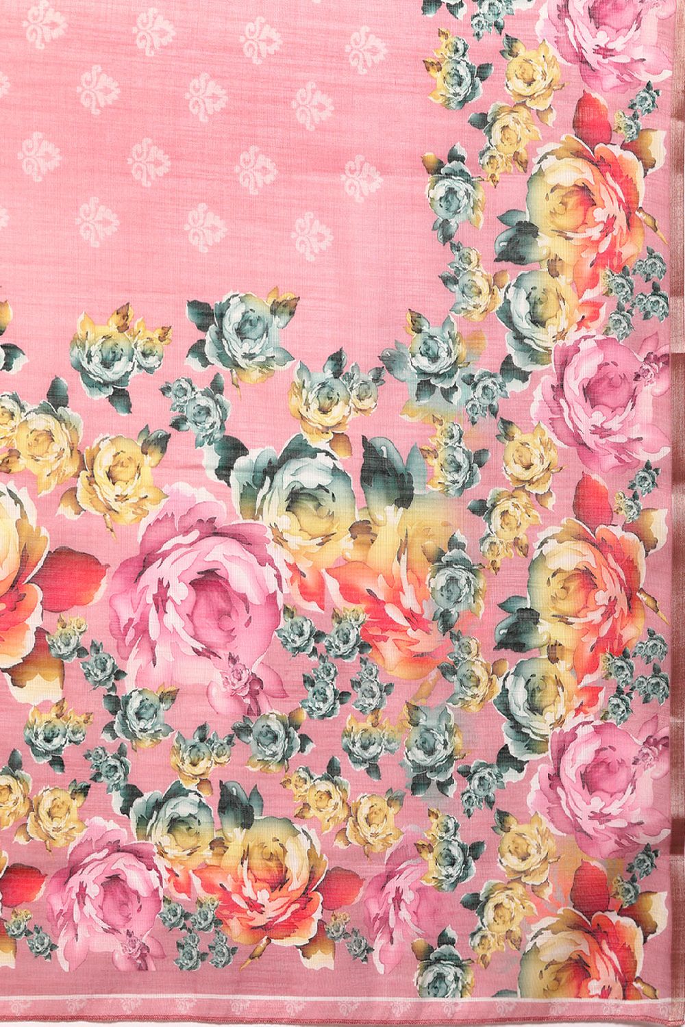 Women's Pink Cotton Silk Digital Saree
