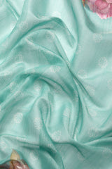 Women's Teal Cotton Silk Digital Saree