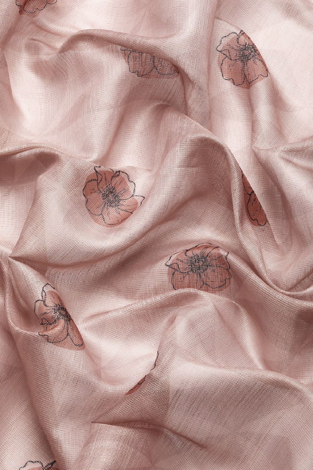 Women's Peach Cotton Silk Floral Saree