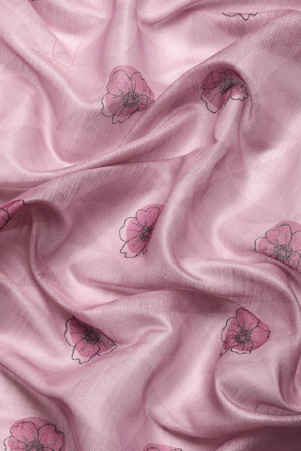 Women's Pink Cotton Silk Floral Saree