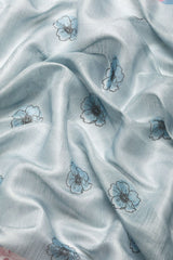 Women's Teal Cotton Silk Floral Saree