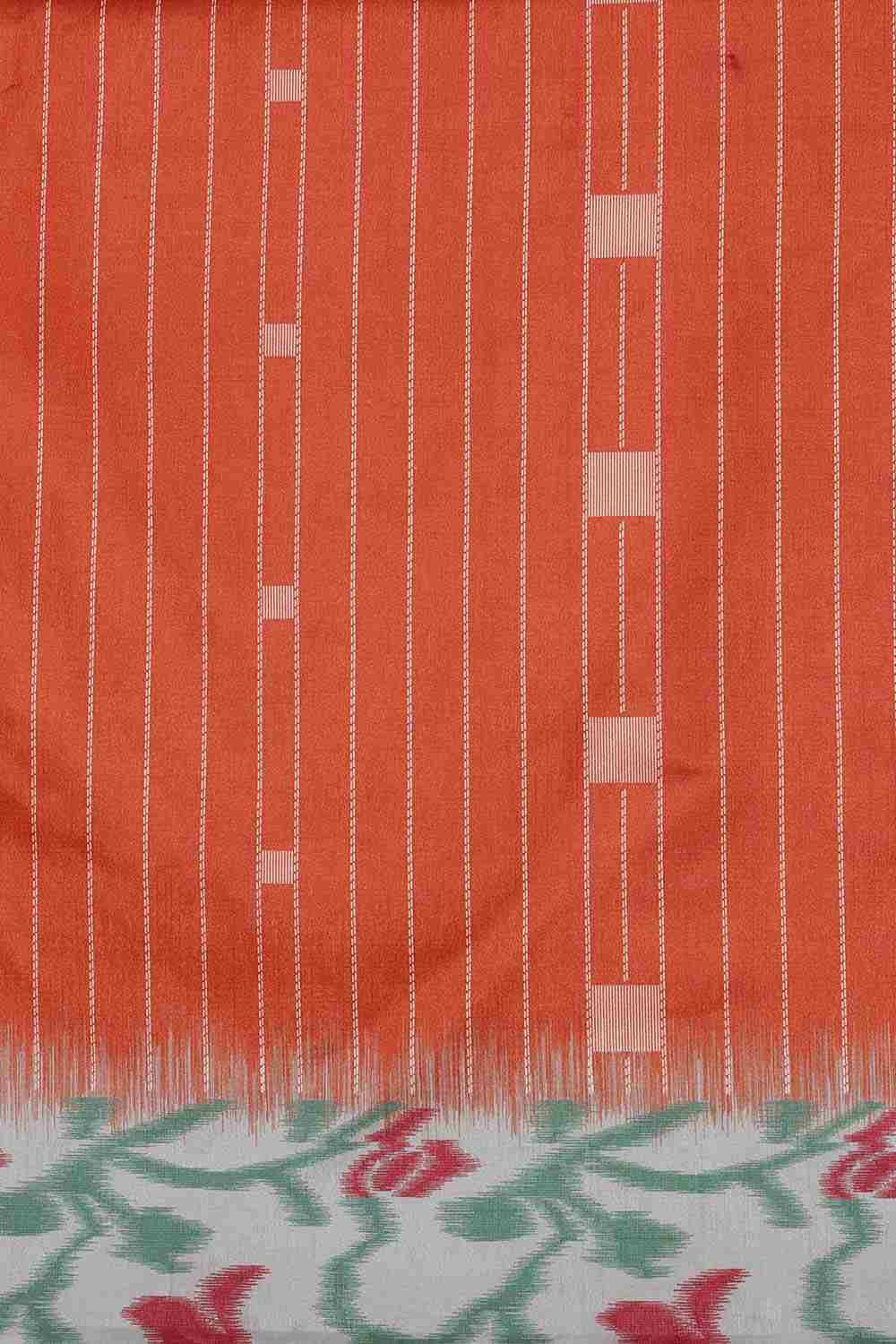 Orange Soft Silk Stripe Saree