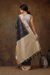 Black Soft Silk Stripe Saree