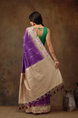 Purple Soft Silk Stripe Saree