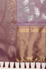 Lavender Munga Silk Floral Saree