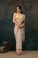 Light Green Cotton Blend Printed Saree