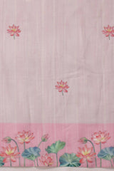 Light Pink Cotton Blend Printed Saree