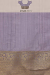 Lavender Kota Doria Silk Embroidery Saree