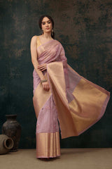 Pink Kota Doria Silk Embroidery Saree