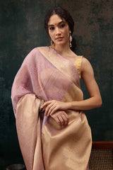 Pink Kota Doria Silk Embroidery Saree