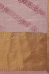 Pink Kota Doria Silk Embroidery Saree