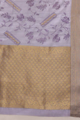 Lavender Kota Doria Silk Embroidery Saree