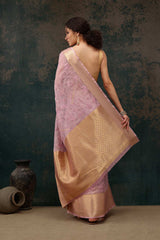 Pink Kota Doria Silk Embroidery Saree