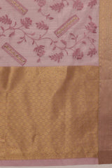 Pink Kota Doria Silk Embroidery Saree