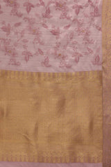 Pink Kota Doria Silk Embroidery Saree