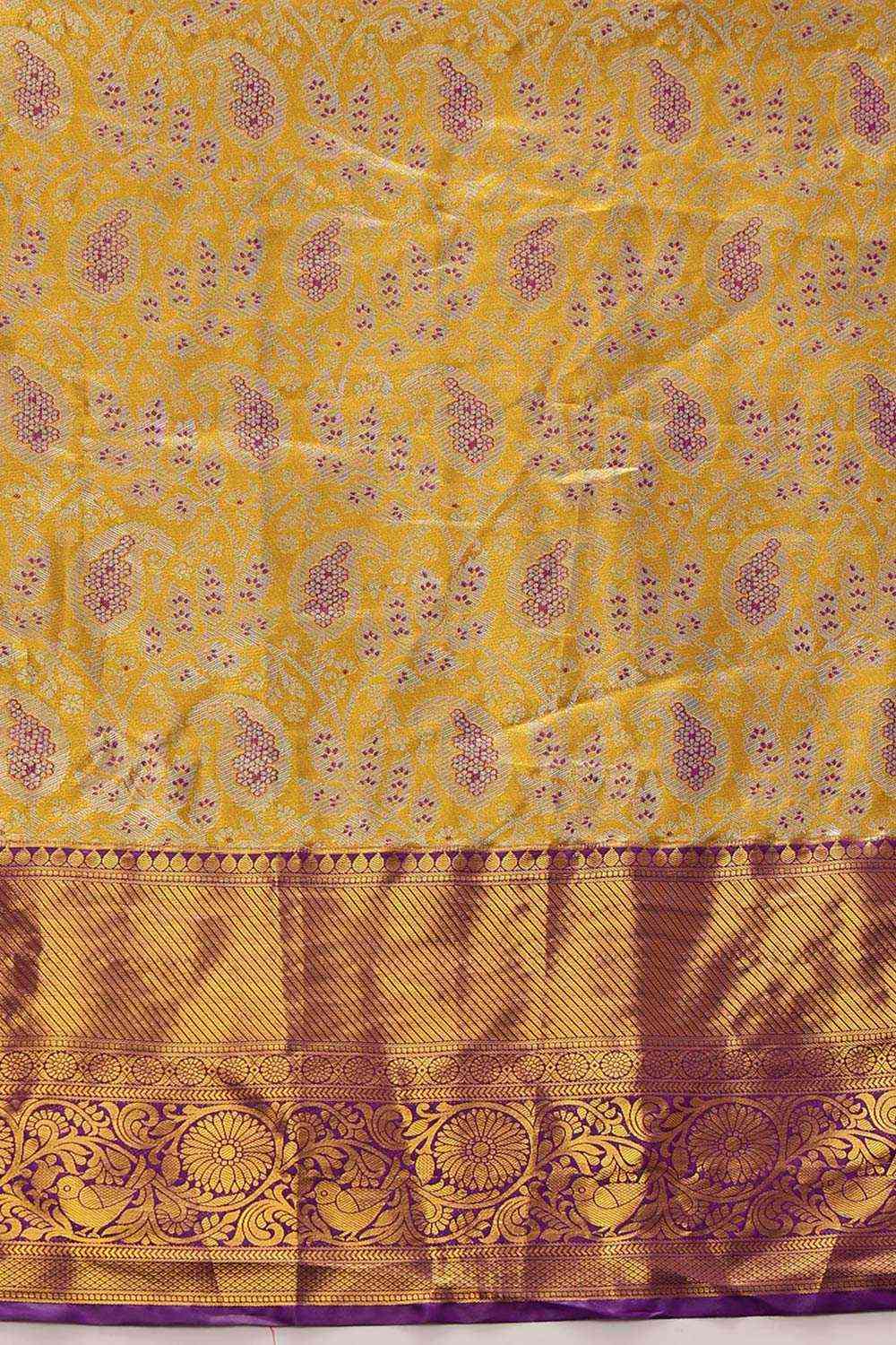 Mustard Pure Silk Woven Design Banarasi Saree