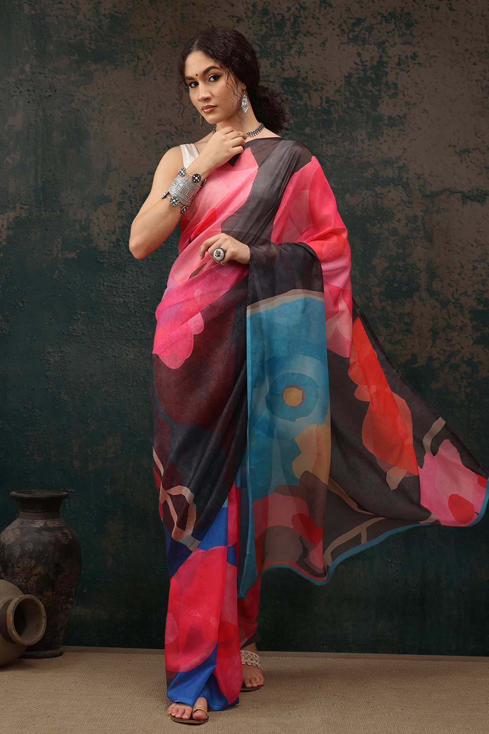 Multicolor Polyester Printed Saree