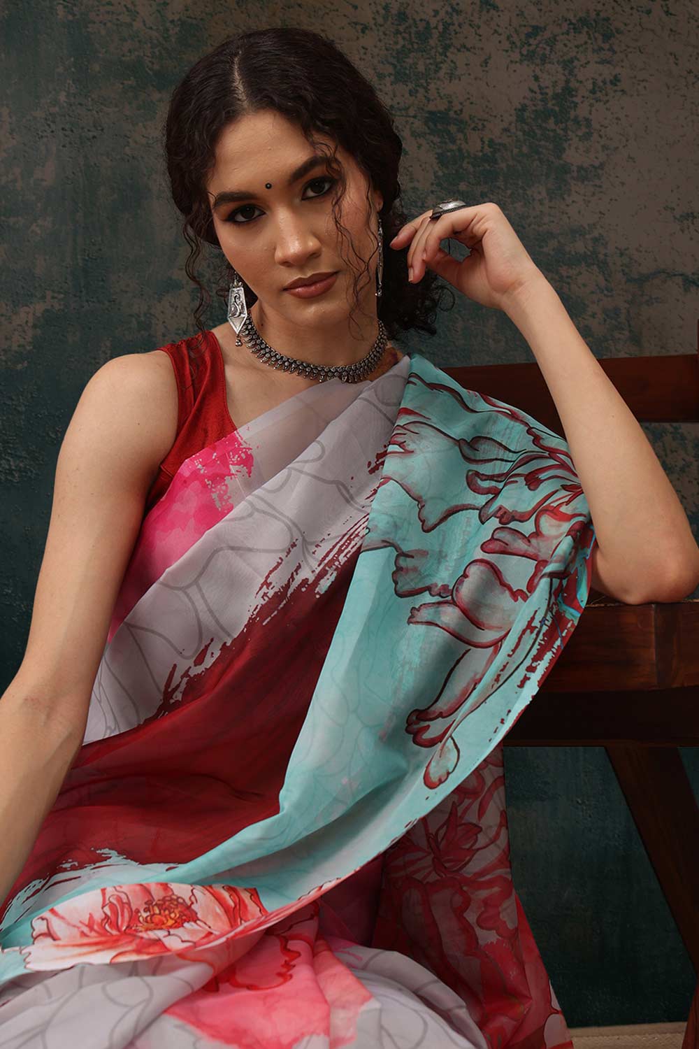 Multicolor Polyester Printed Saree