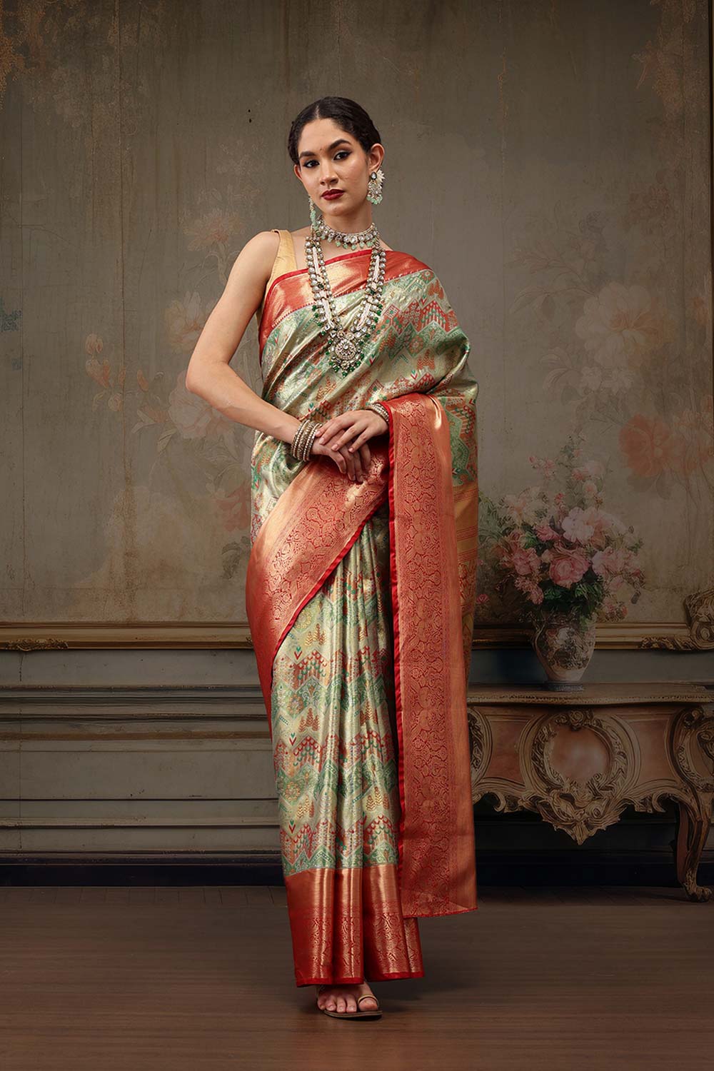 Multicolor Pure Silk Woven Design Banarasi Saree