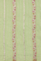 Parrot Green Cotton Floral Saree