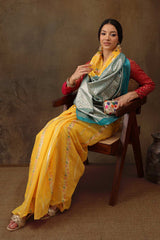 Yellow Cotton Floral Saree