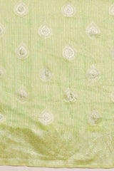 Green Linen Woven Thread Banarasi Saree